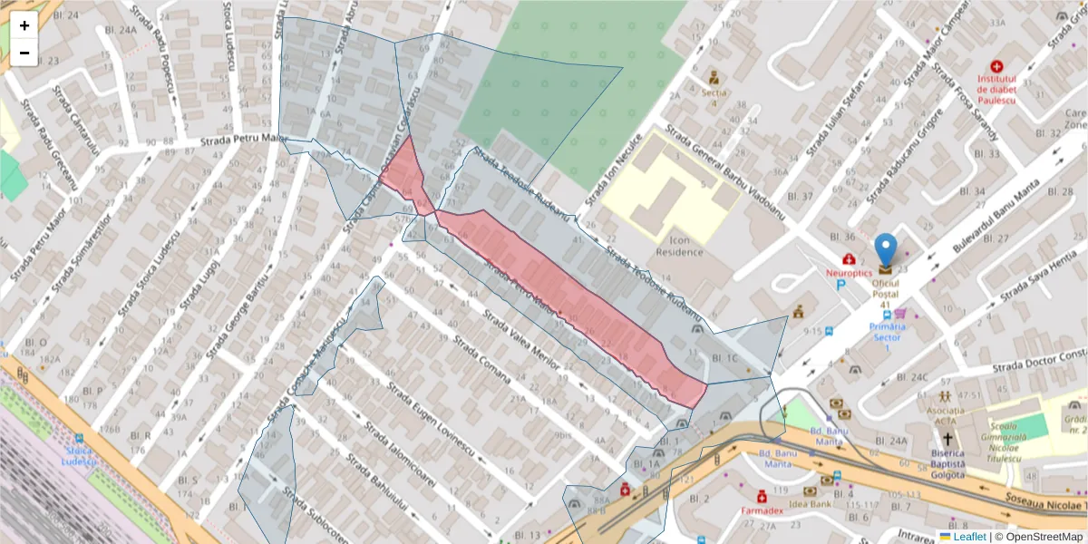 Hartă a codului poștal  și a codurilor poștale învecinate