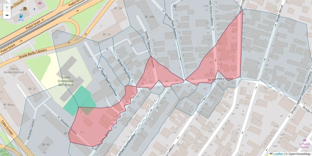 Hartă a codului poștal  și a codurilor poștale învecinate