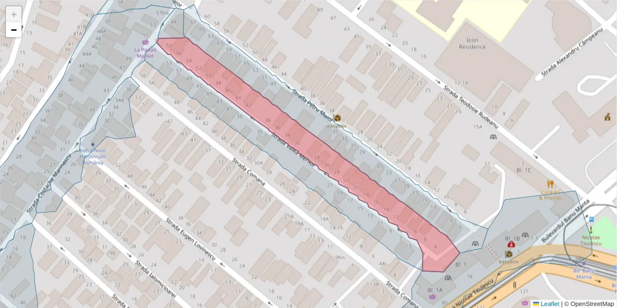 Hartă a codului poștal  și a codurilor poștale învecinate