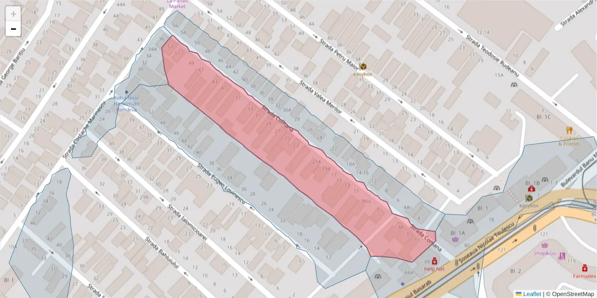 Hartă a codului poștal  și a codurilor poștale învecinate