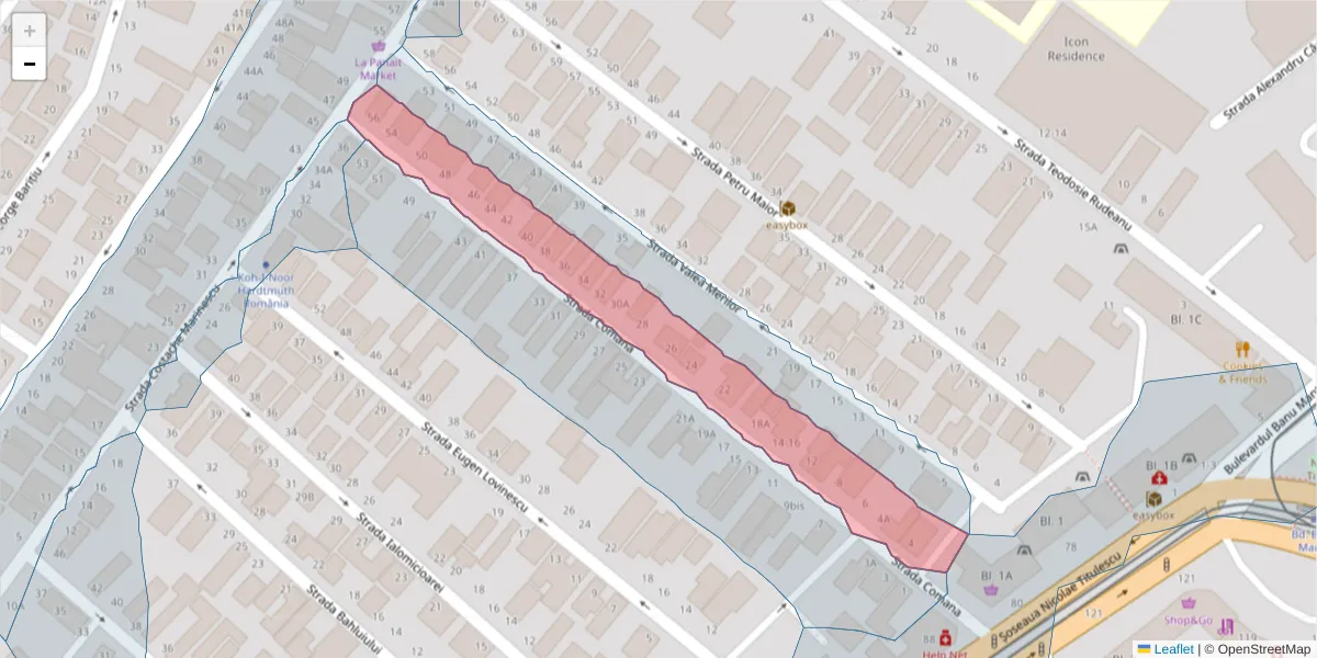 Hartă a codului poștal  și a codurilor poștale învecinate