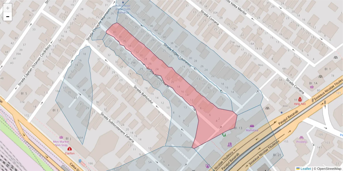 Hartă a codului poștal  și a codurilor poștale învecinate