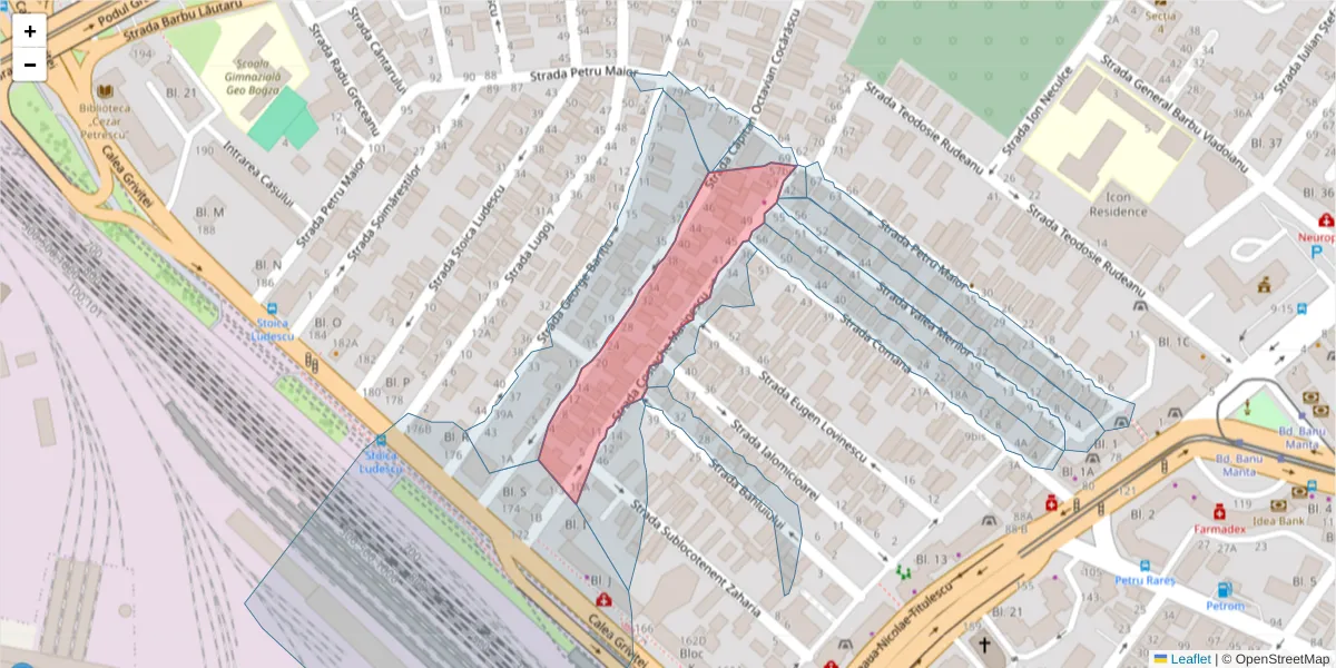 Hartă a codului poștal  și a codurilor poștale învecinate