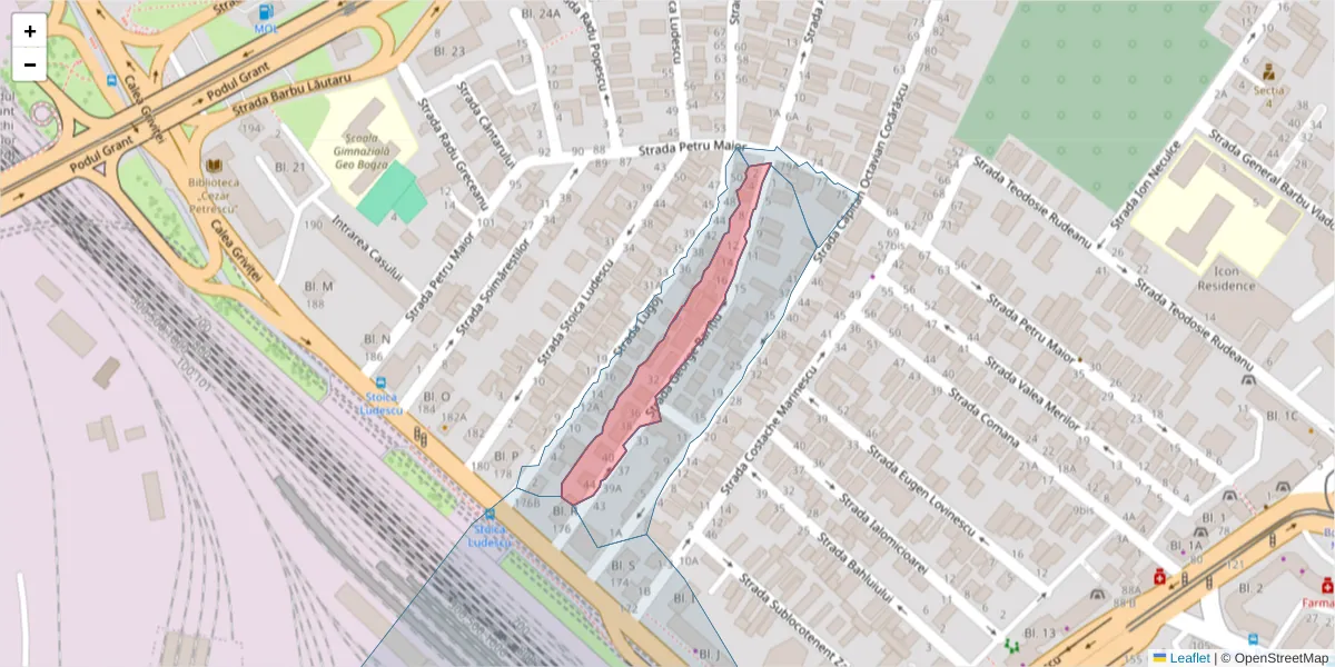 Hartă a codului poștal  și a codurilor poștale învecinate