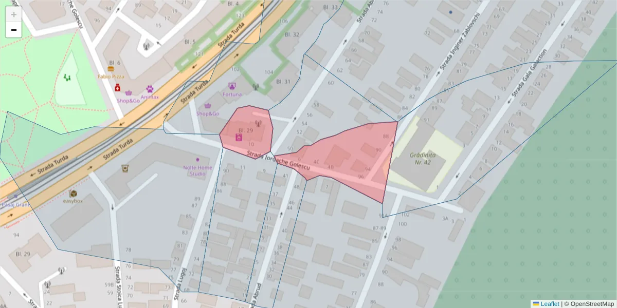 Hartă a codului poștal  și a codurilor poștale învecinate