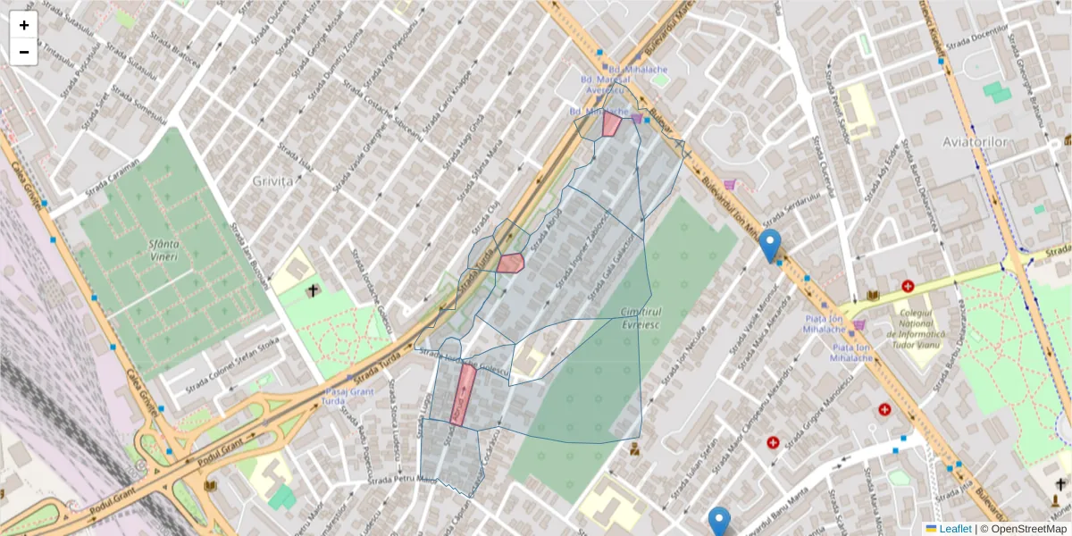 Hartă a codului poștal  și a codurilor poștale învecinate