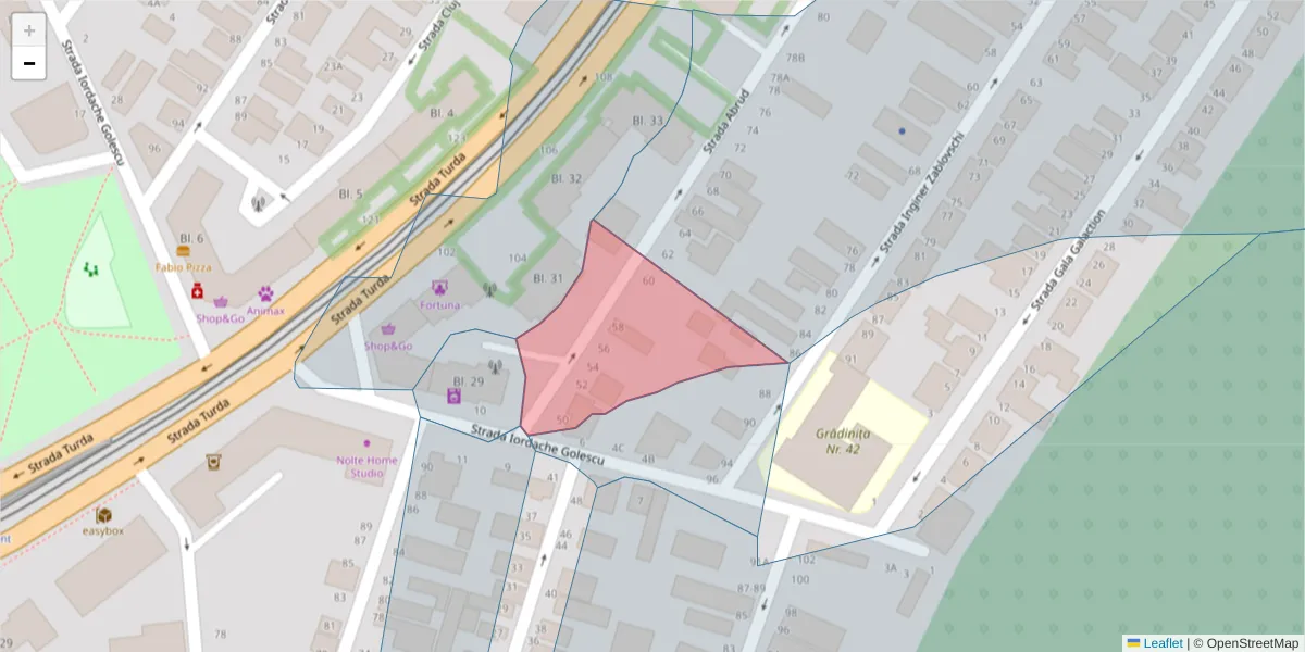 Hartă a codului poștal  și a codurilor poștale învecinate