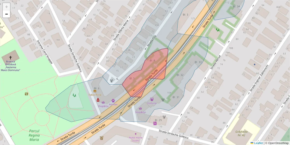Hartă a codului poștal  și a codurilor poștale învecinate