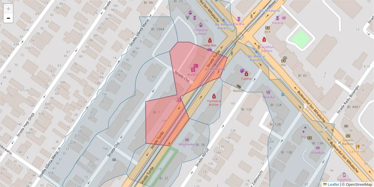 Hartă a codului poștal  și a codurilor poștale învecinate