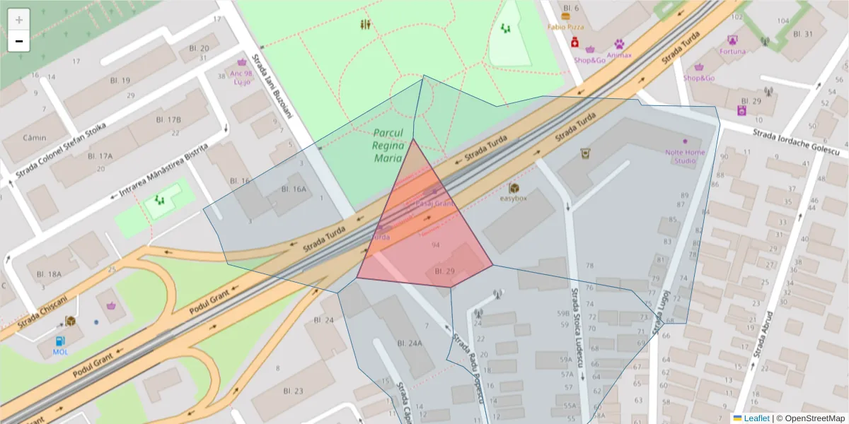 Hartă a codului poștal  și a codurilor poștale învecinate