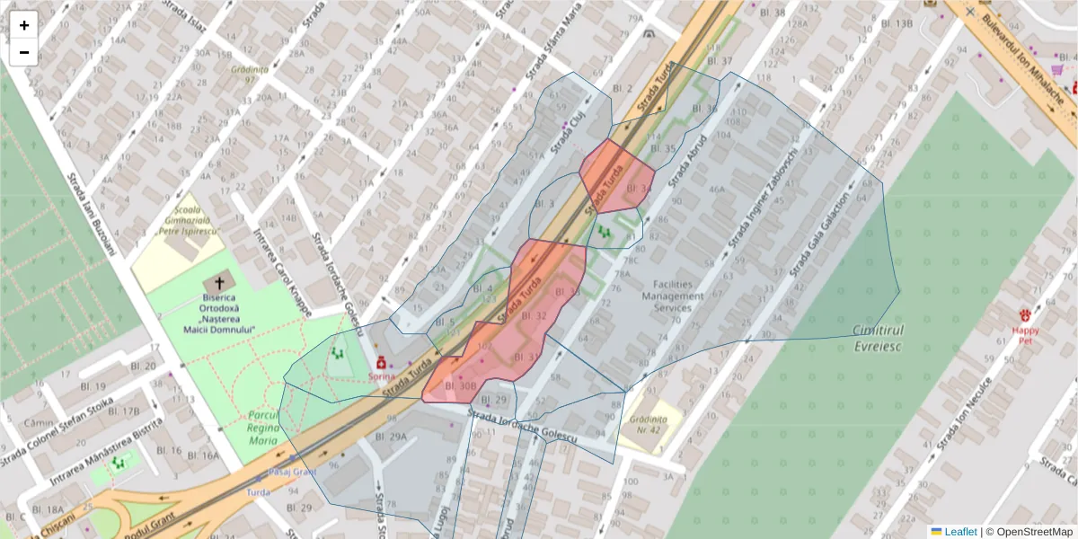 Hartă a codului poștal  și a codurilor poștale învecinate
