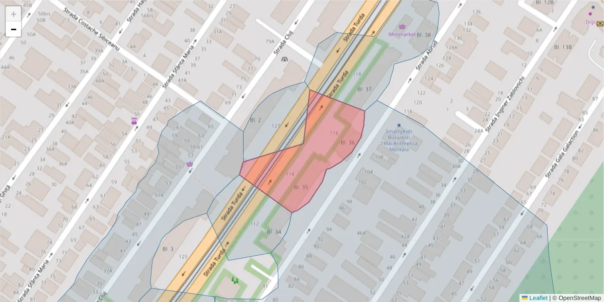 Hartă a codului poștal  și a codurilor poștale învecinate