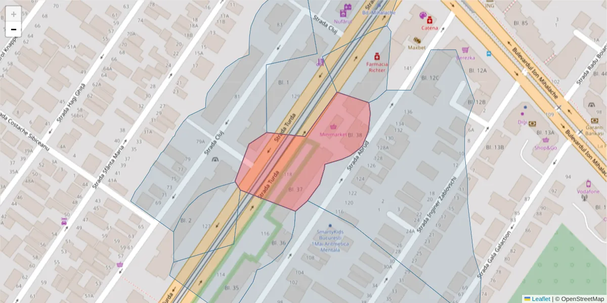 Hartă a codului poștal  și a codurilor poștale învecinate