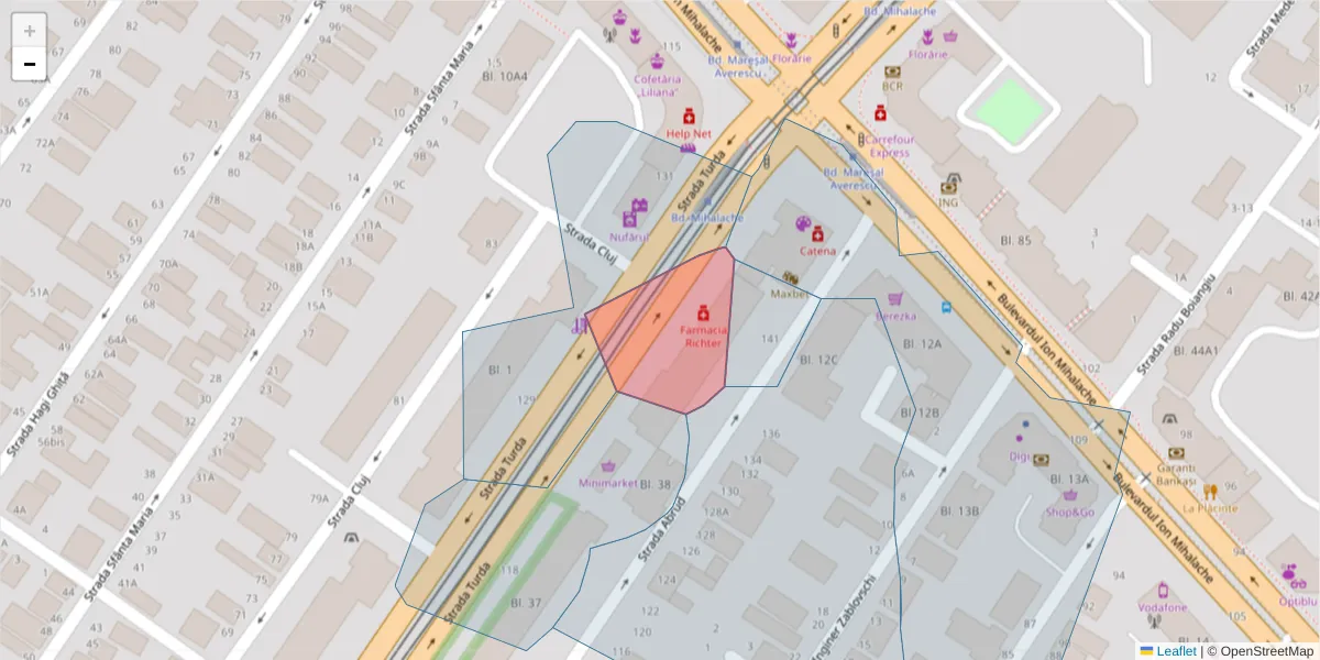 Hartă a codului poștal  și a codurilor poștale învecinate