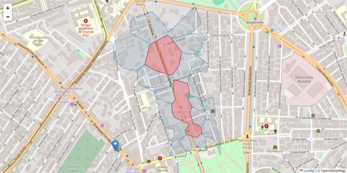 Hartă a codului poștal  și a codurilor poștale învecinate