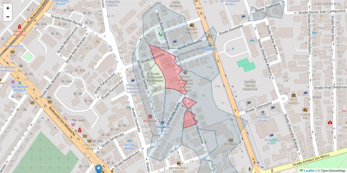 Hartă a codului poștal  și a codurilor poștale învecinate