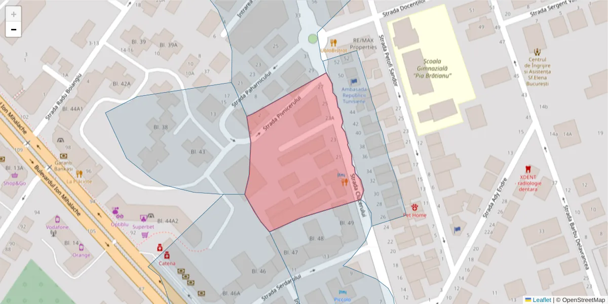 Hartă a codului poștal  și a codurilor poștale învecinate