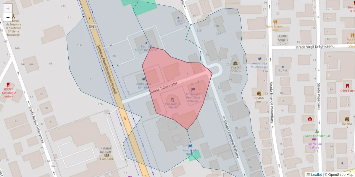 Hartă a codului poștal  și a codurilor poștale învecinate