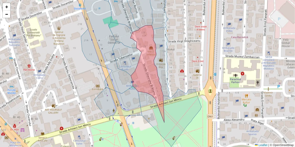 Hartă a codului poștal  și a codurilor poștale învecinate