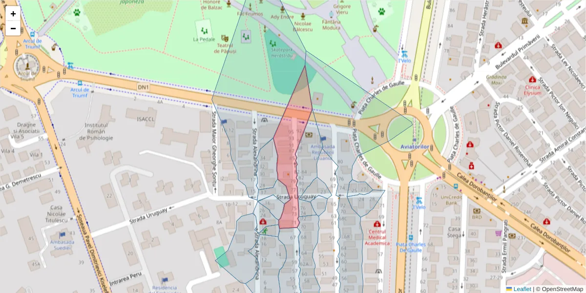 Hartă a codului poștal  și a codurilor poștale învecinate