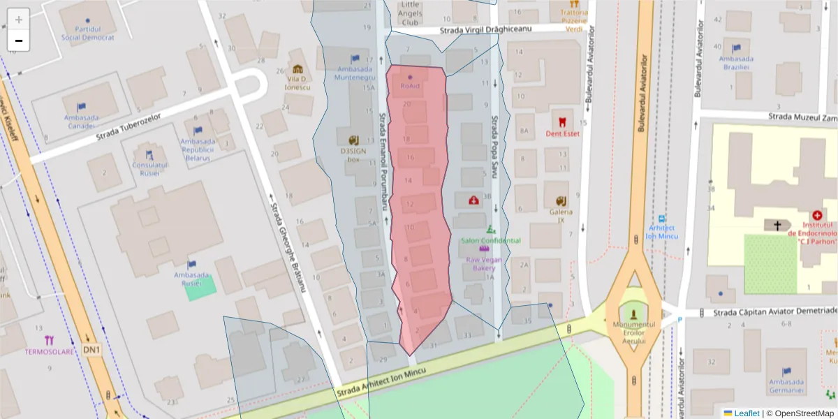 Hartă a codului poștal  și a codurilor poștale învecinate