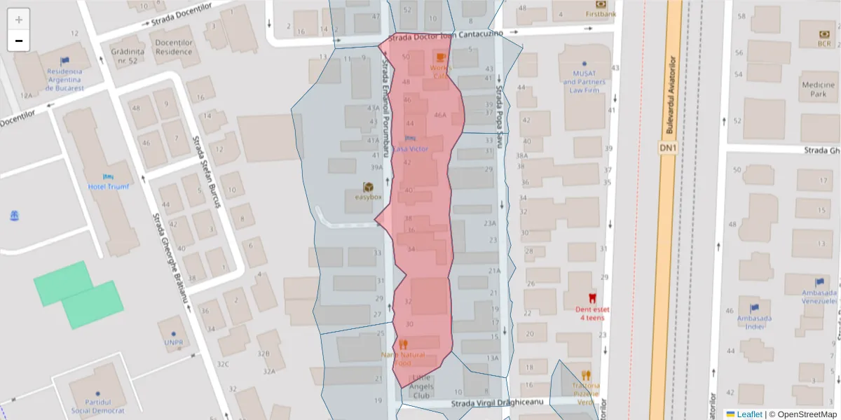 Hartă a codului poștal  și a codurilor poștale învecinate