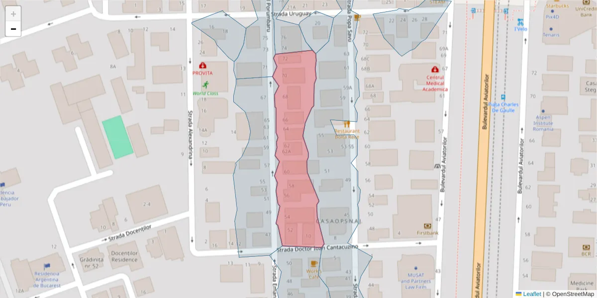 Hartă a codului poștal  și a codurilor poștale învecinate