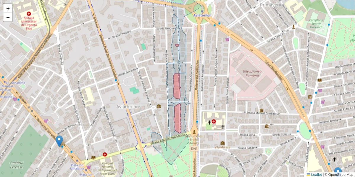 Hartă a codului poștal  și a codurilor poștale învecinate