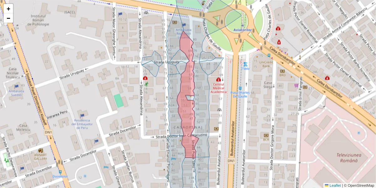 Hartă a codului poștal  și a codurilor poștale învecinate