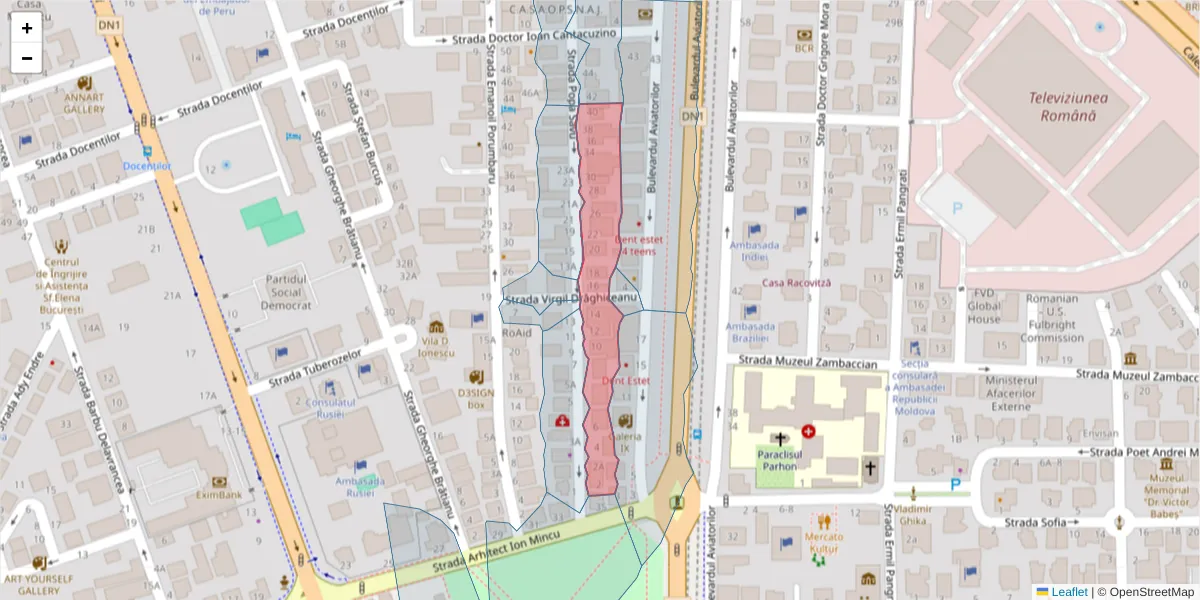 Hartă a codului poștal  și a codurilor poștale învecinate