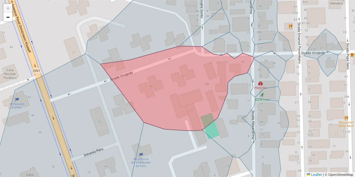 Hartă a codului poștal  și a codurilor poștale învecinate