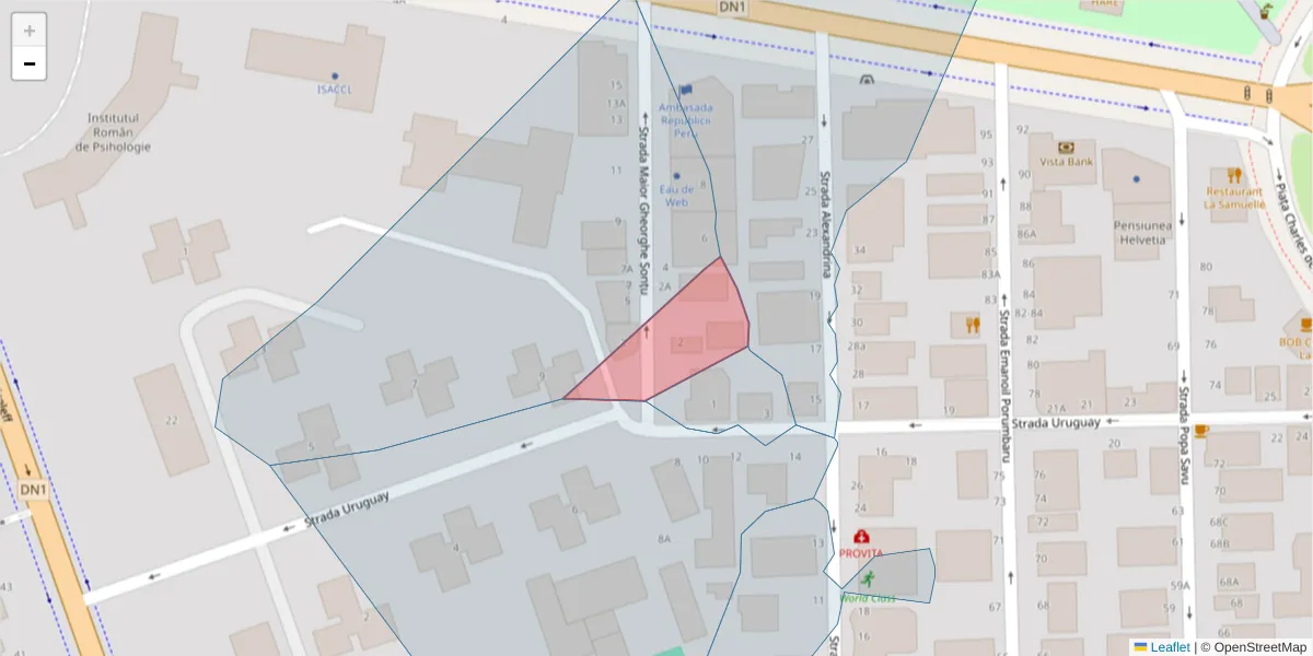 Hartă a codului poștal  și a codurilor poștale învecinate