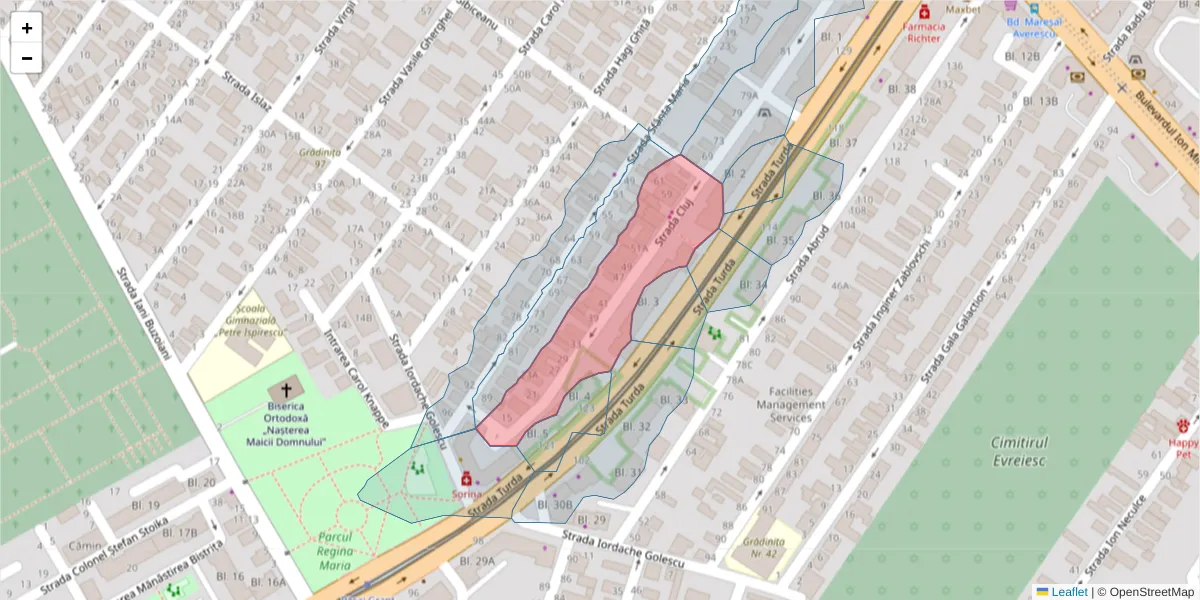 Hartă a codului poștal  și a codurilor poștale învecinate