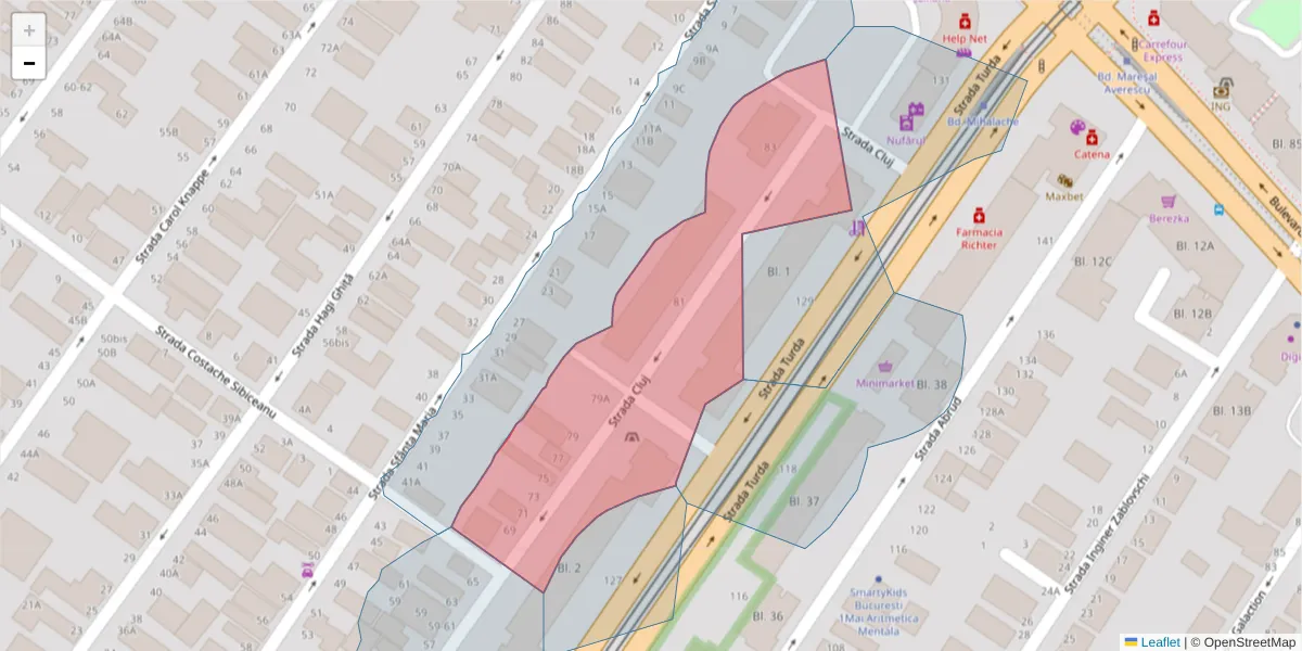 Hartă a codului poștal  și a codurilor poștale învecinate