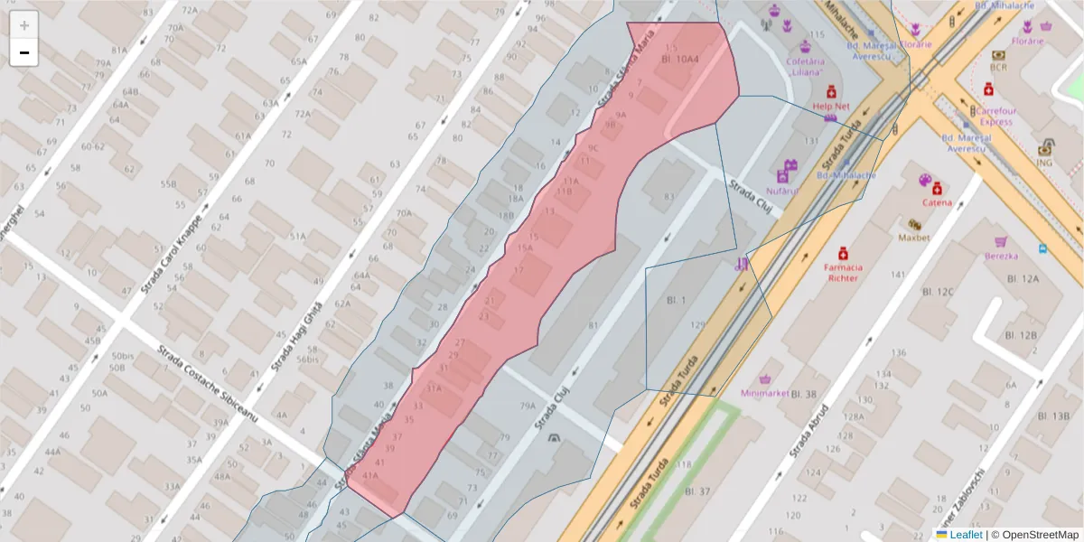 Hartă a codului poștal  și a codurilor poștale învecinate