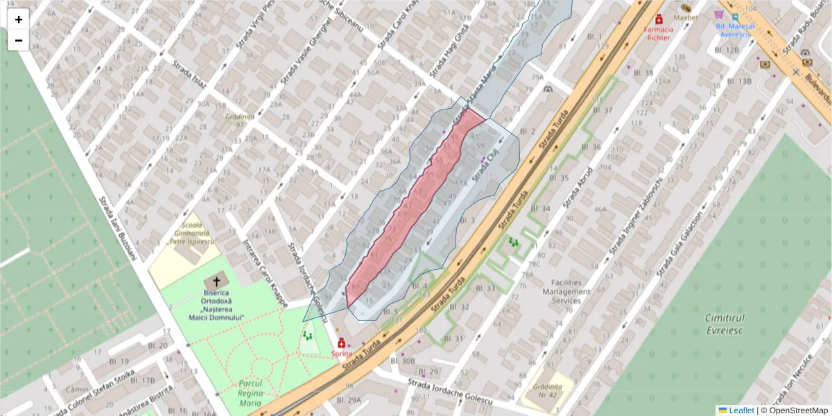 Hartă a codului poștal  și a codurilor poștale învecinate