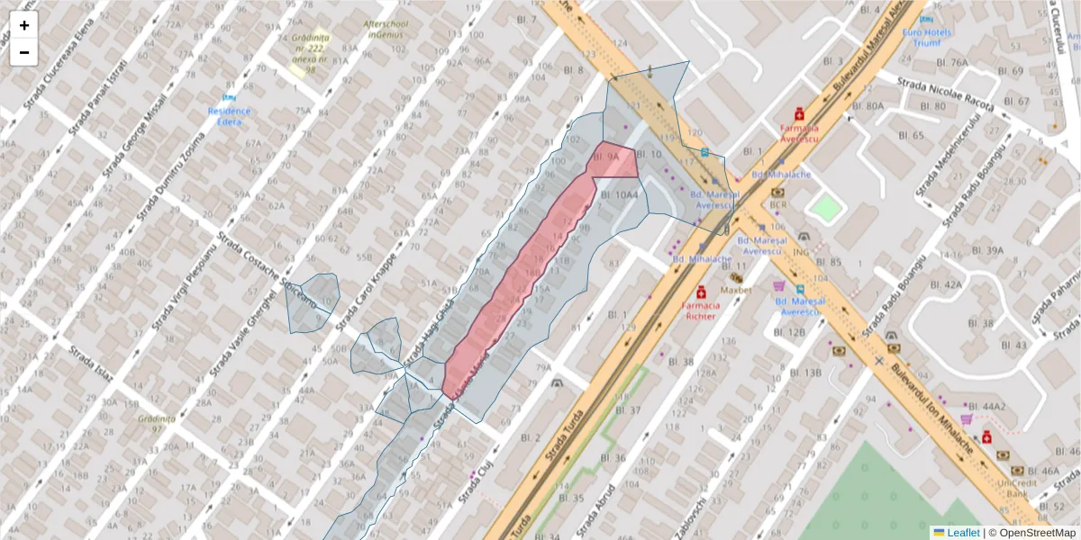 Hartă a codului poștal  și a codurilor poștale învecinate