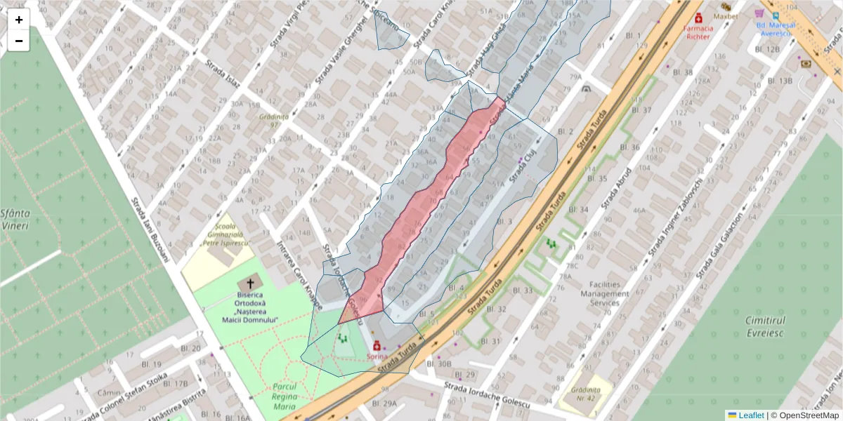 Hartă a codului poștal  și a codurilor poștale învecinate