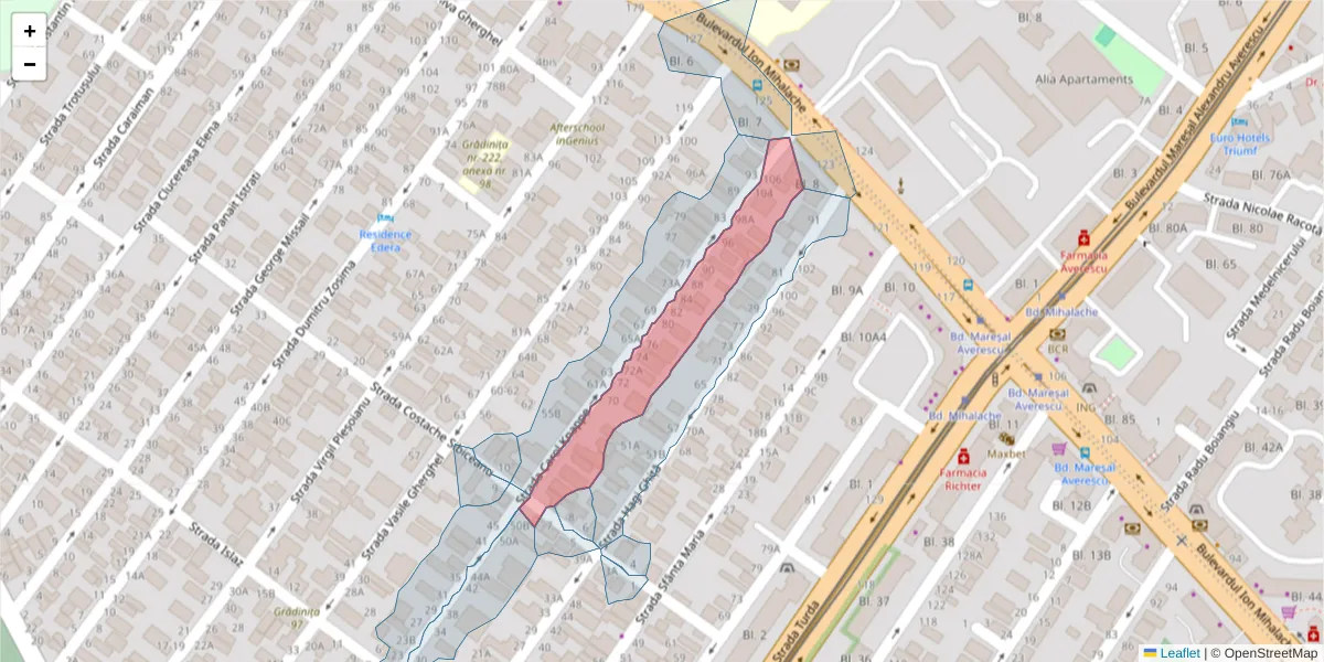 Hartă a codului poștal  și a codurilor poștale învecinate