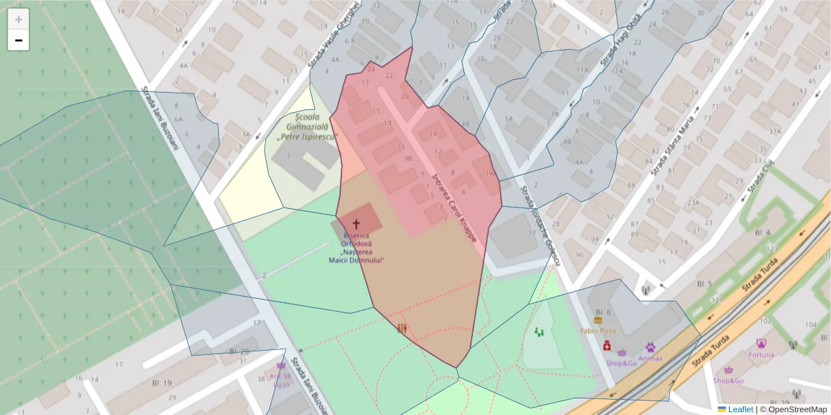 Hartă a codului poștal  și a codurilor poștale învecinate