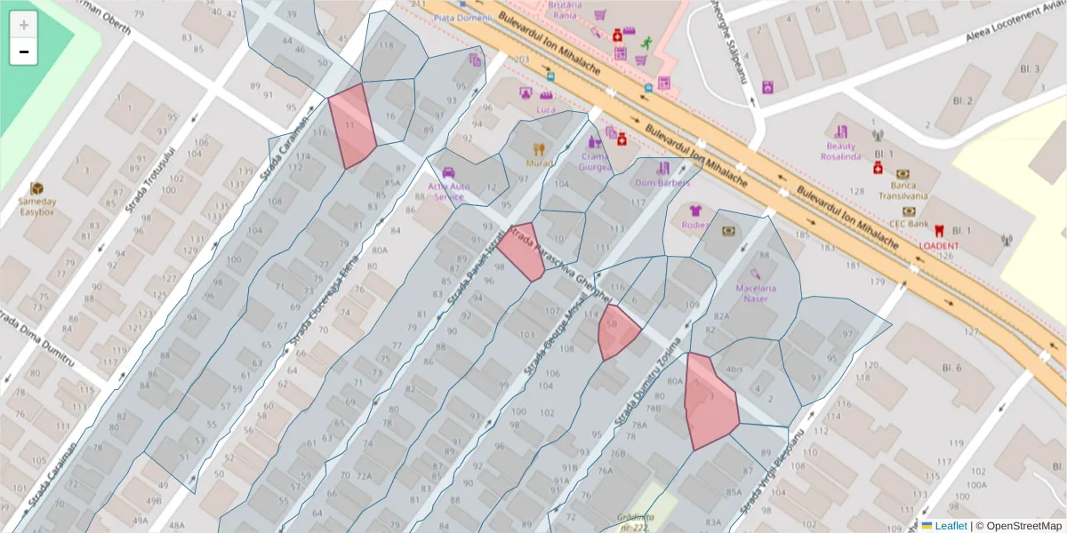 Hartă a codului poștal  și a codurilor poștale învecinate