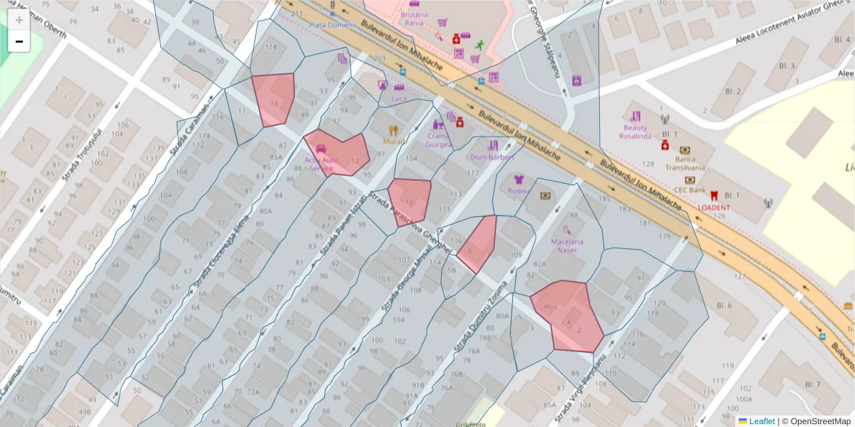 Hartă a codului poștal  și a codurilor poștale învecinate