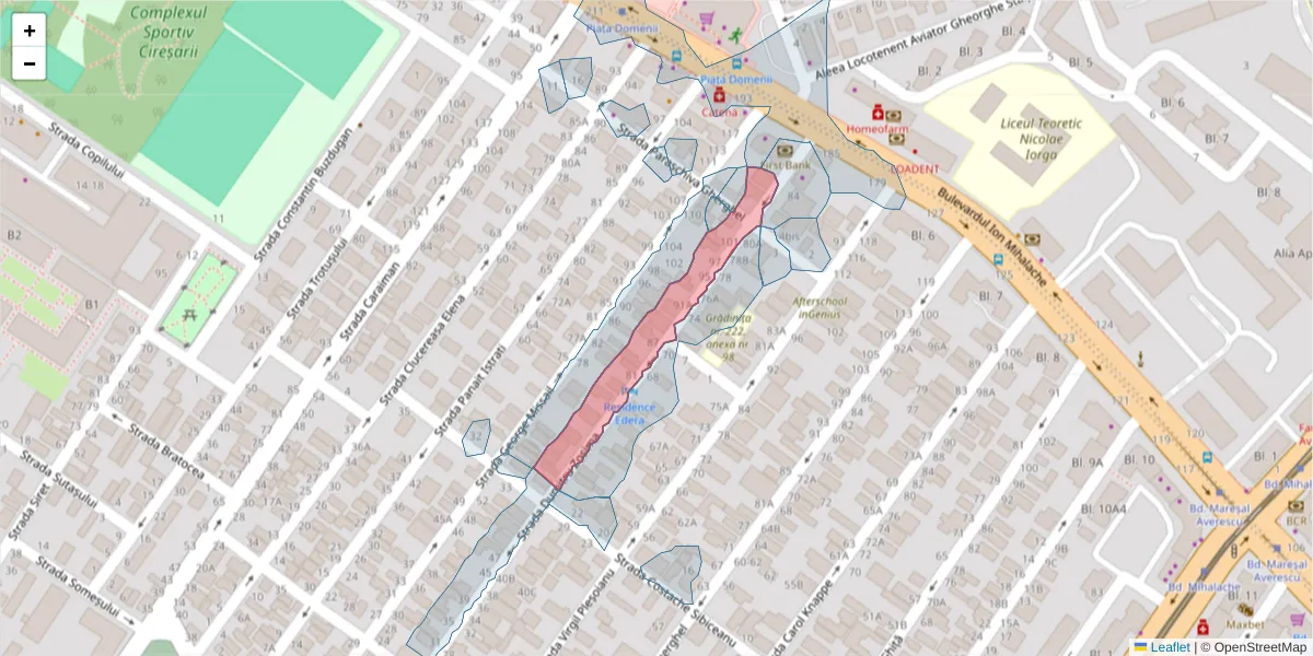 Hartă a codului poștal  și a codurilor poștale învecinate