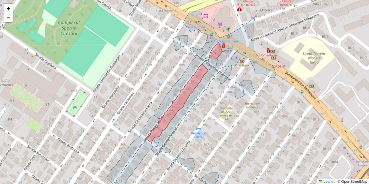 Hartă a codului poștal  și a codurilor poștale învecinate
