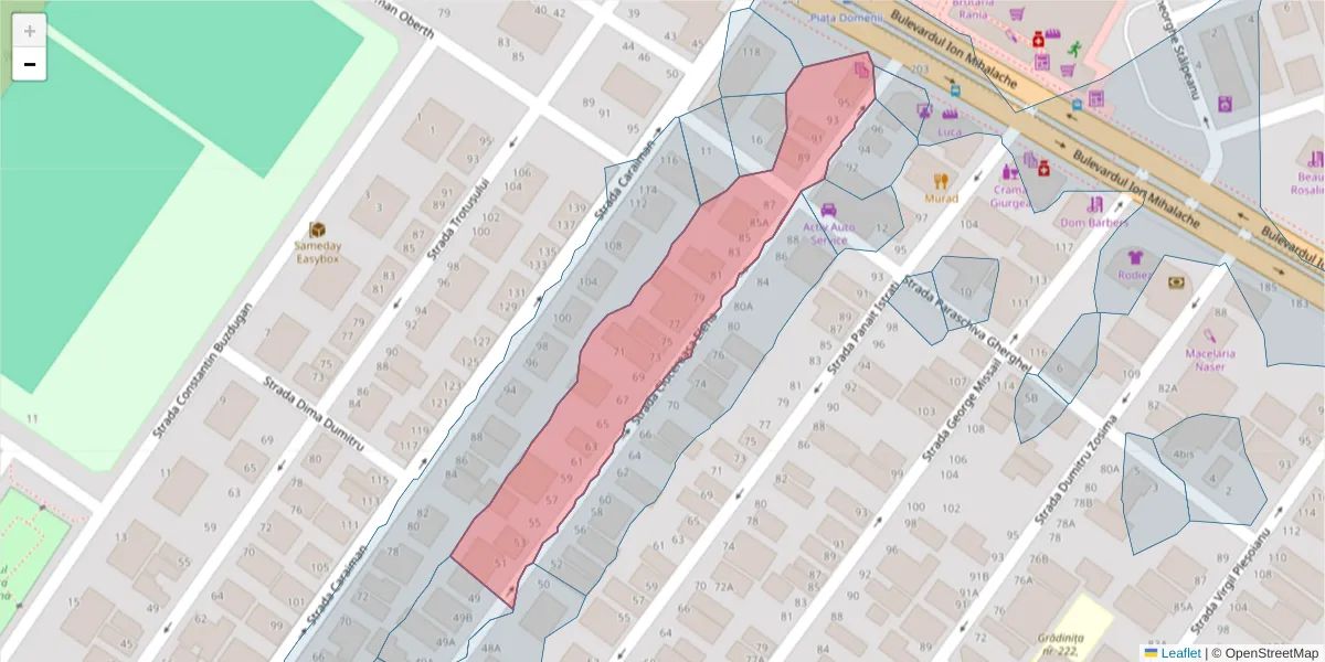 Hartă a codului poștal  și a codurilor poștale învecinate