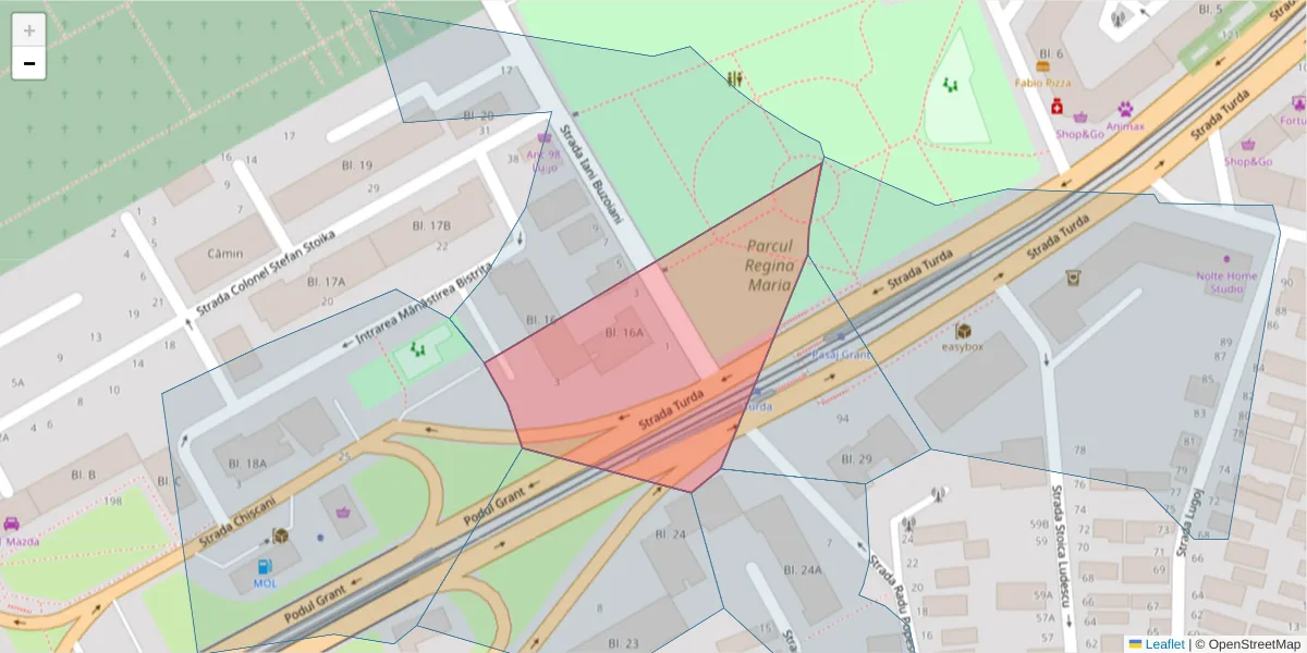 Hartă a codului poștal  și a codurilor poștale învecinate