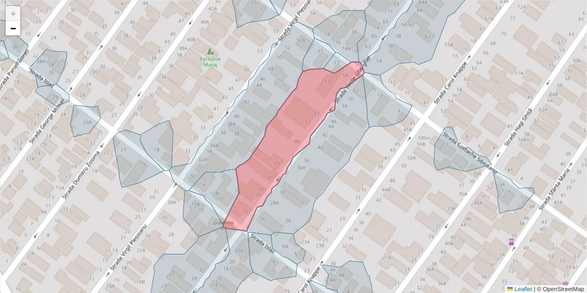 Hartă a codului poștal  și a codurilor poștale învecinate