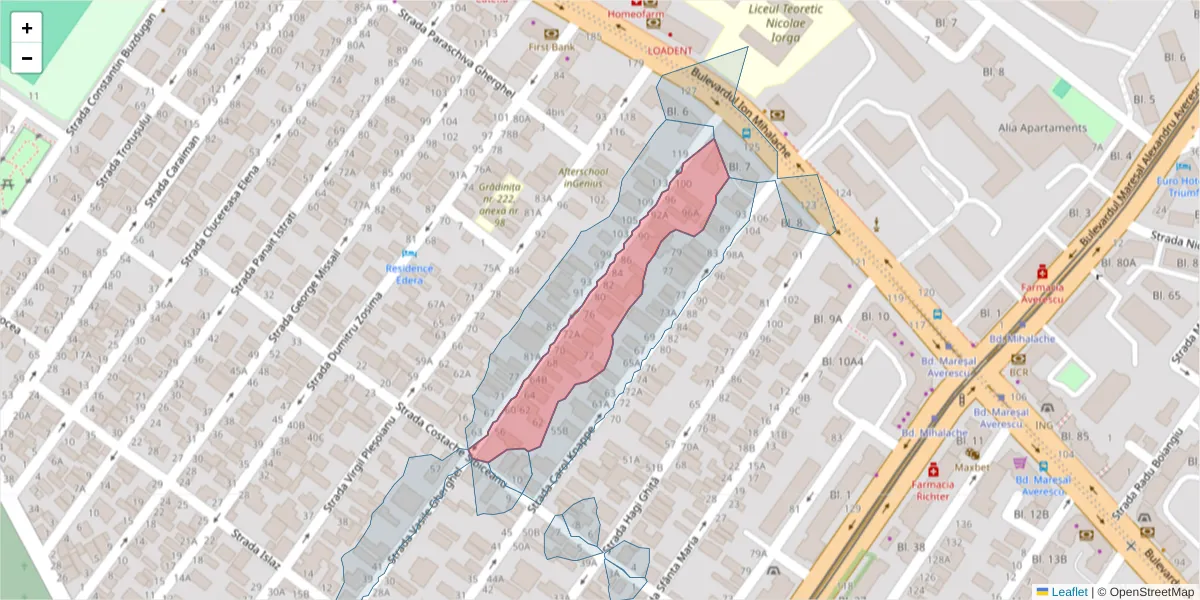Hartă a codului poștal  și a codurilor poștale învecinate