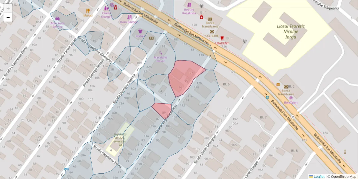 Hartă a codului poștal  și a codurilor poștale învecinate