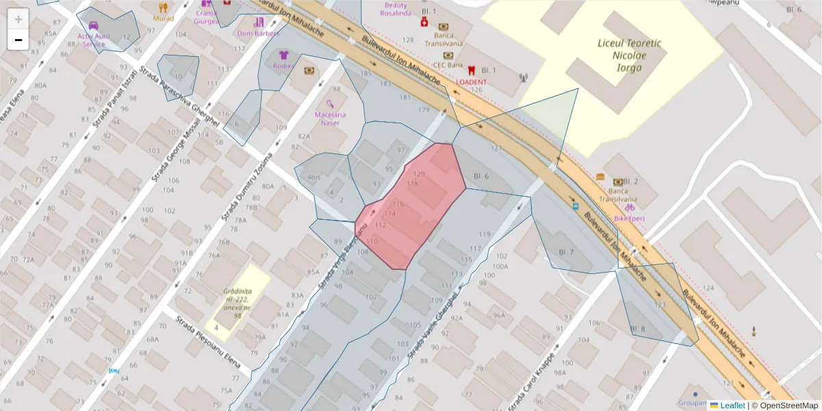 Hartă a codului poștal  și a codurilor poștale învecinate